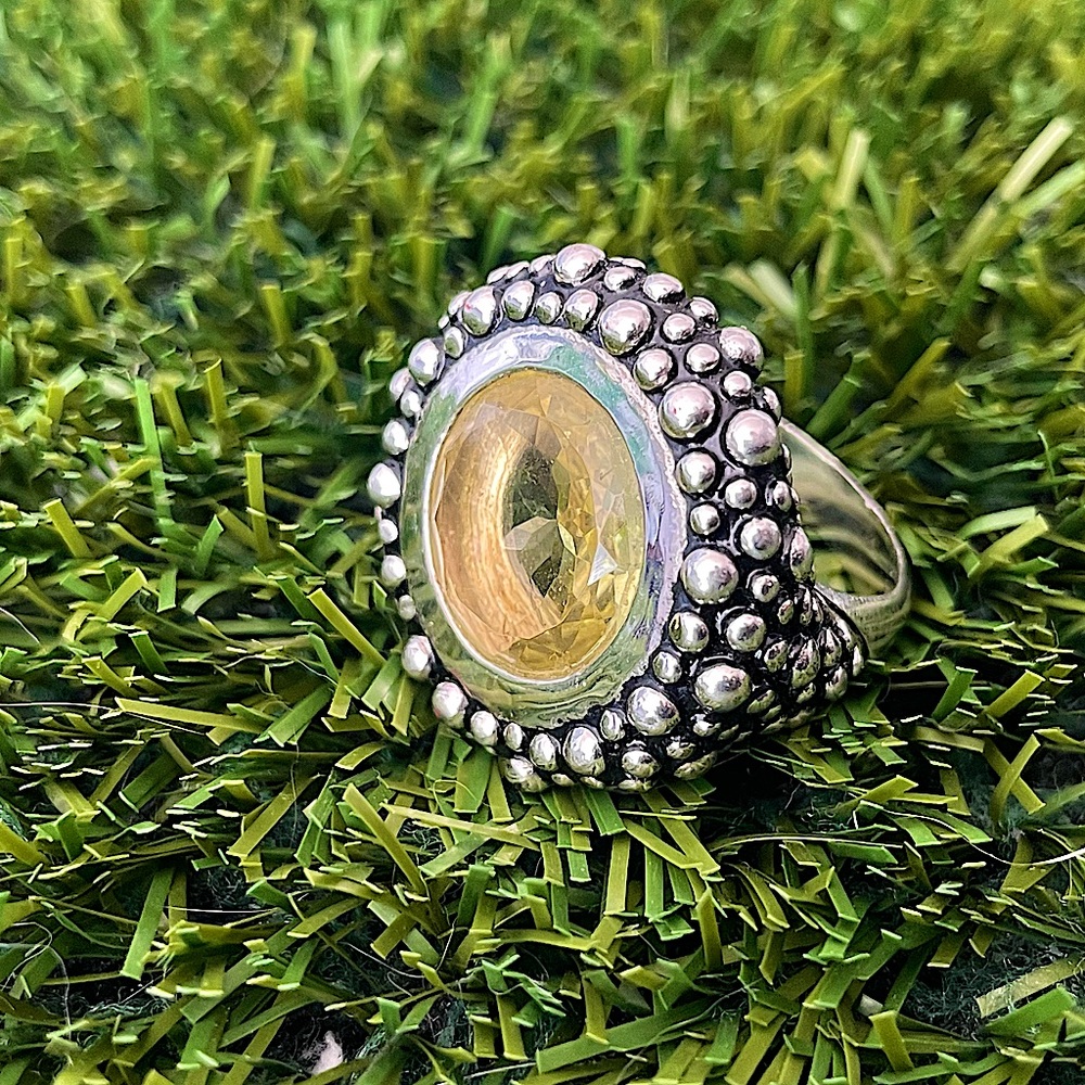 PIANEGONDA Yellow Gemstone sterling silver ring
